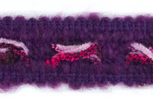 1" Plum Wool Braided Trim (Made in France)