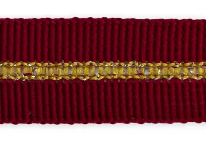 3/4" Carmine & Gold Flat Trim (Made in France)