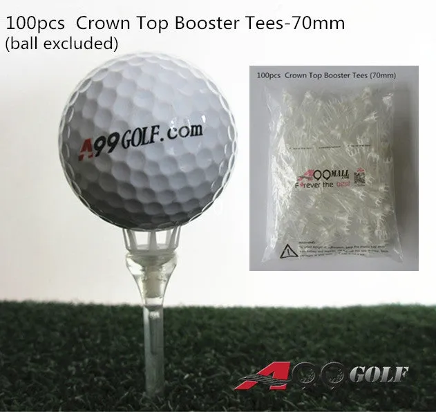 A99 Golf 100pcs/pack 2 3/4" Crown Top Booster Tees No Friction White Plastic Crown Shape Claw Cushion Top Lift Tees