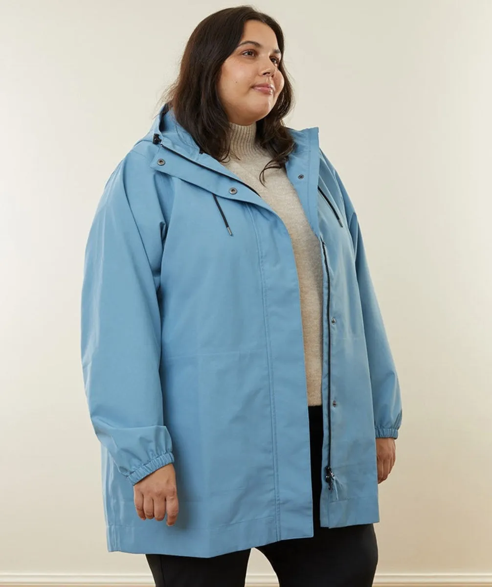 Amble Refuge Womens Plus Size Waterproof Jacket Long Glacier Blue Size 2XL