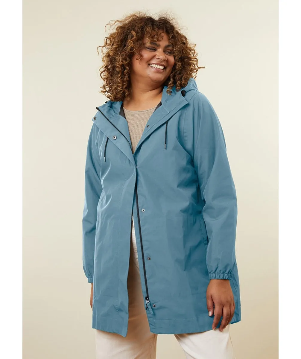 Amble Refuge Womens Plus Size Waterproof Jacket Long Glacier Blue Size 2XL