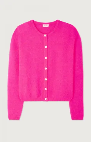 American Vintage – Vitow Button Front Cardigan in Fluorescent Pink Melange