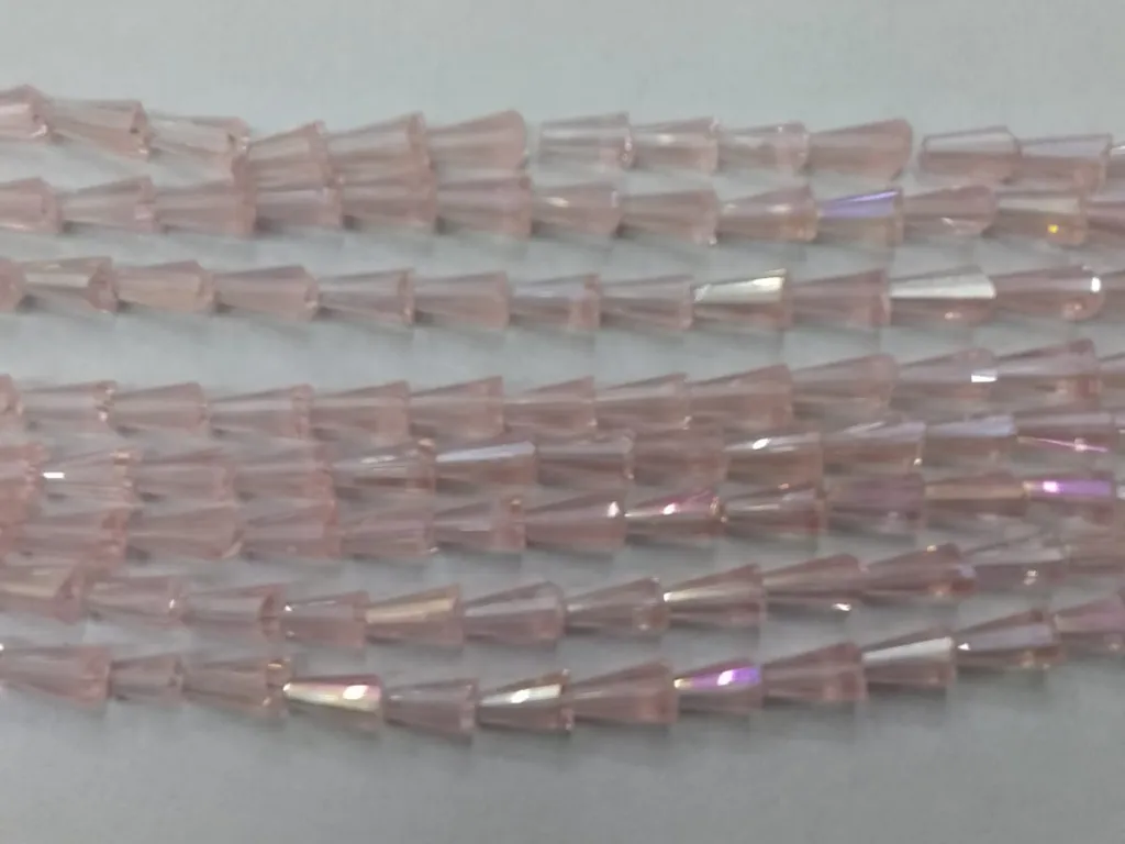 Baby Pink Conical Crystal Glass Beads (Wholesale)