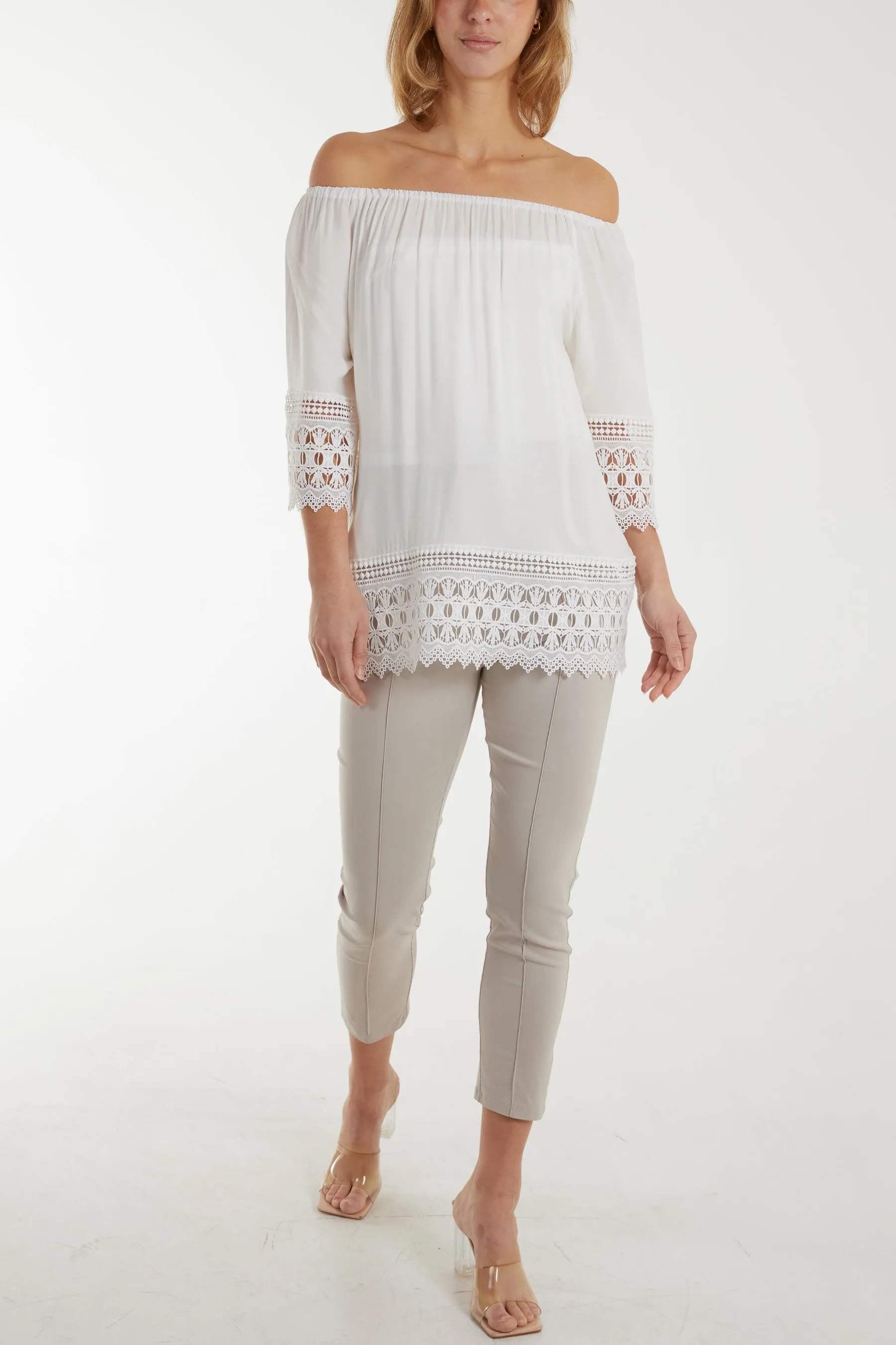 Bardot Lace Detail Hem Top