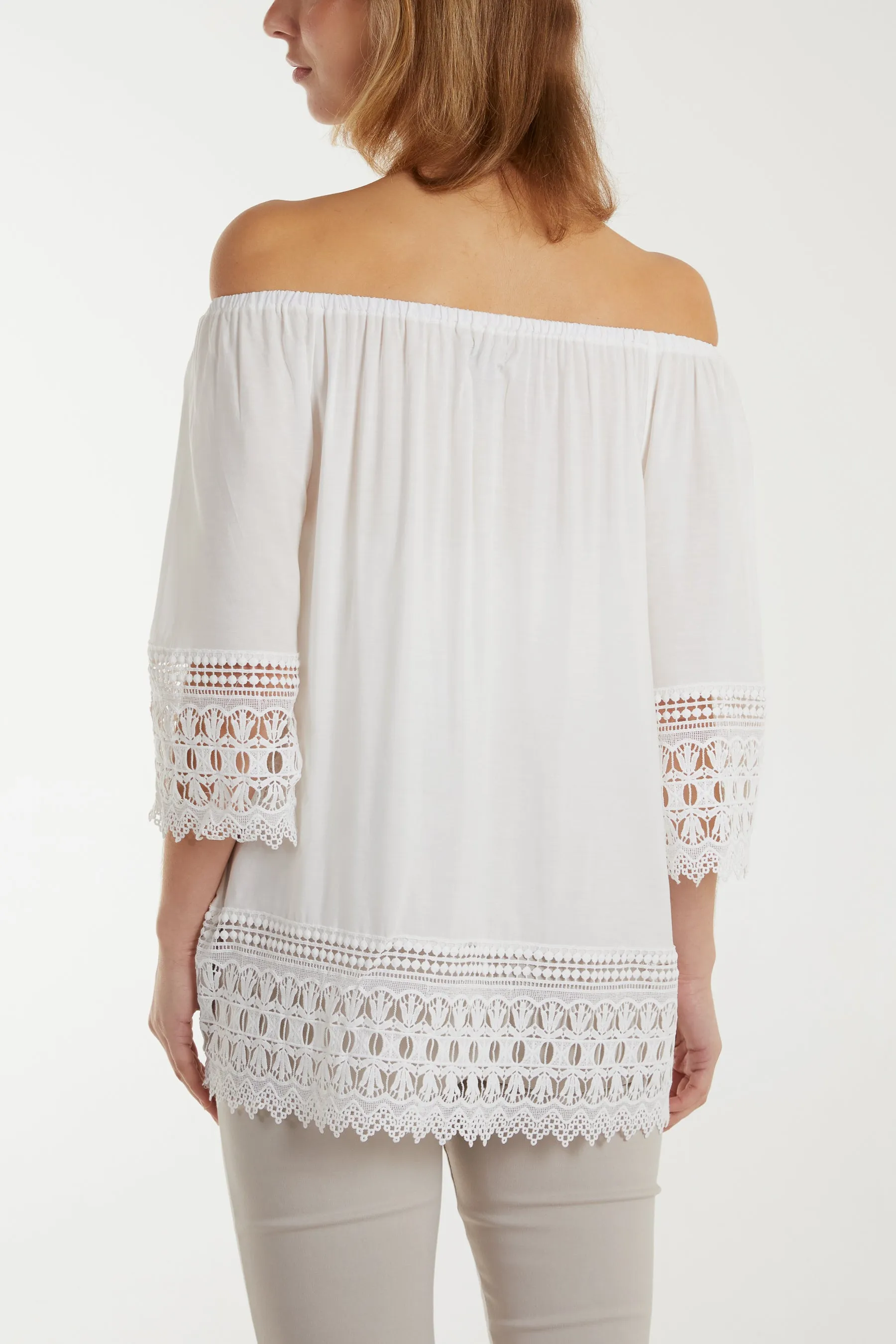 Bardot Lace Detail Hem Top