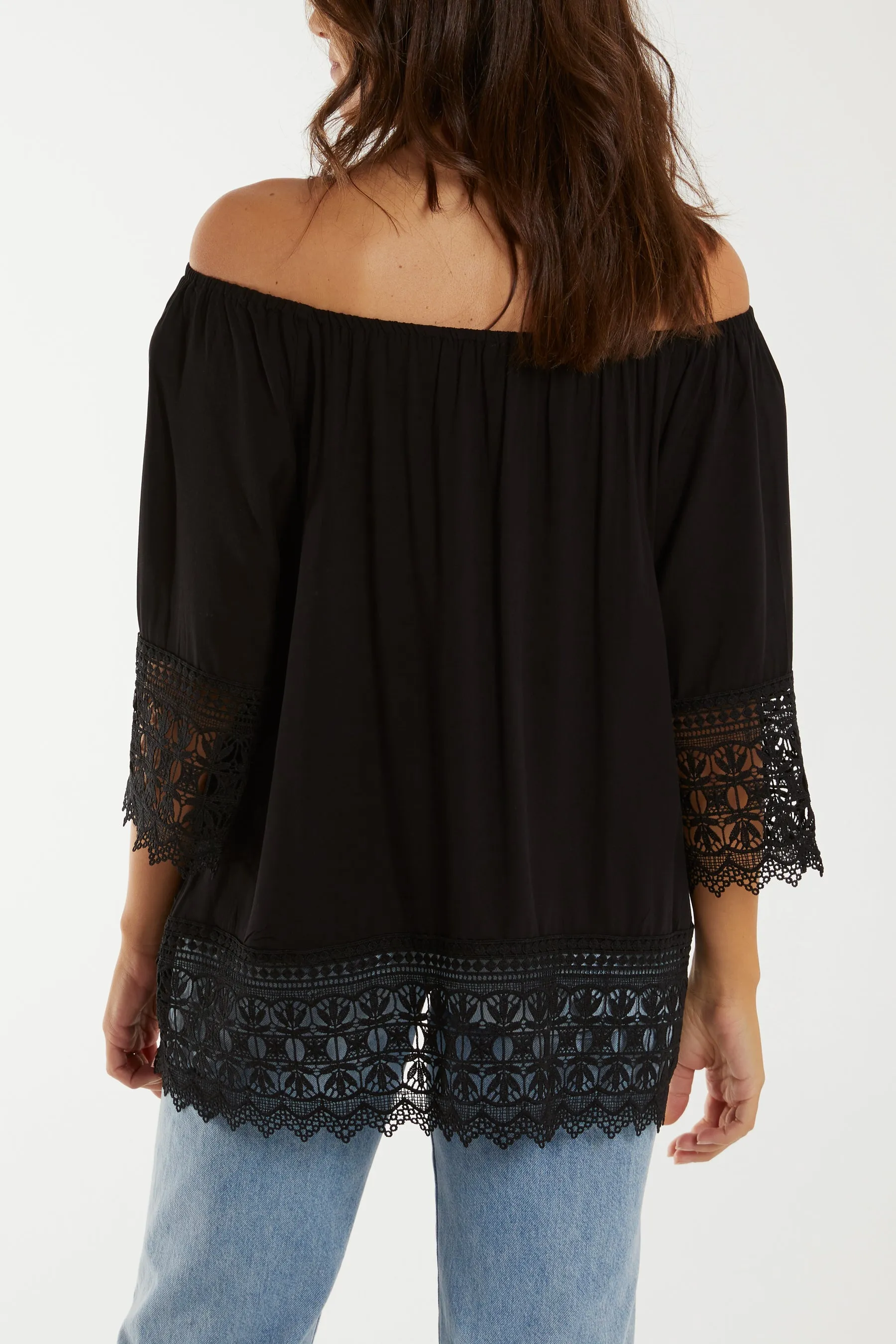 Bardot Lace Detail Hem Top