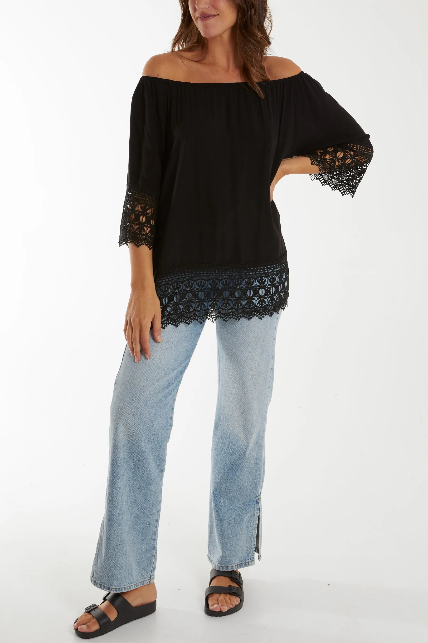 Bardot Lace Detail Hem Top