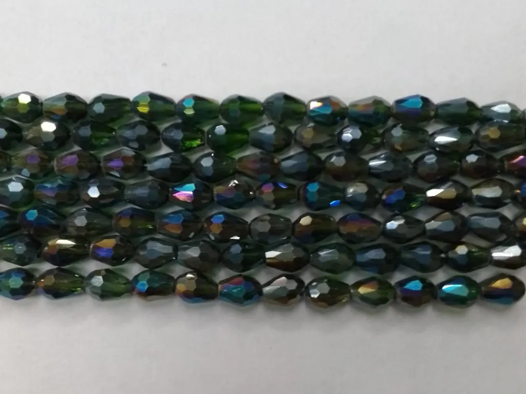 Black Rainbow Drop Glass Beads (Wholesale)