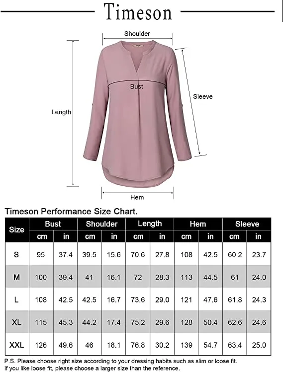 Blue Women's Casual Chiffon V Neck 3/4 Sleeve Blouse Tops - Timeson