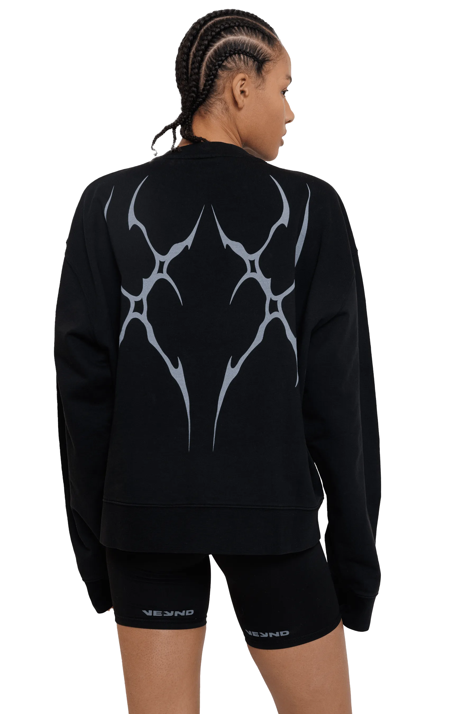 BOXY SWEATER GRAY VEINS GRAPHIC - Black