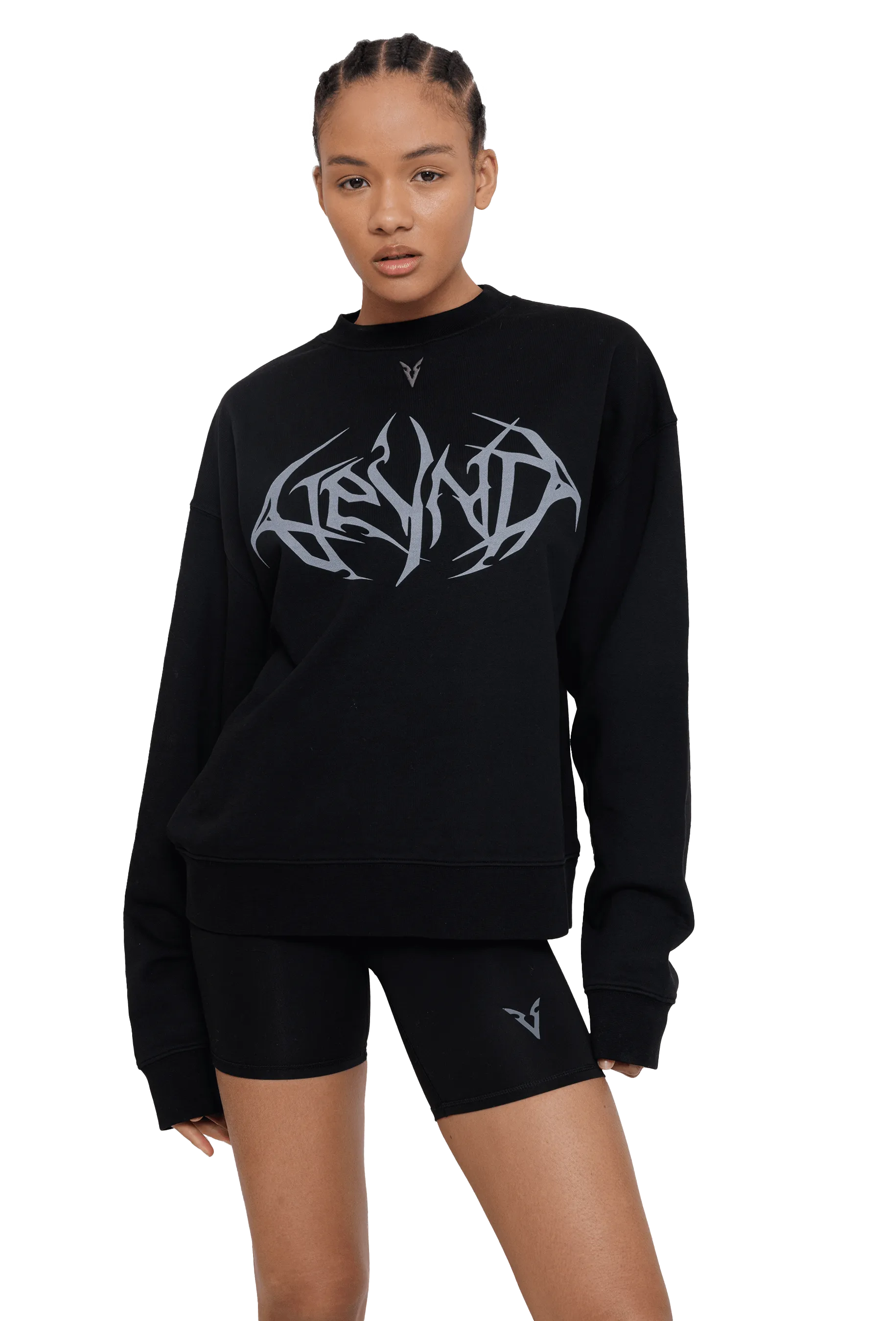 BOXY SWEATER GRAY VEINS GRAPHIC - Black