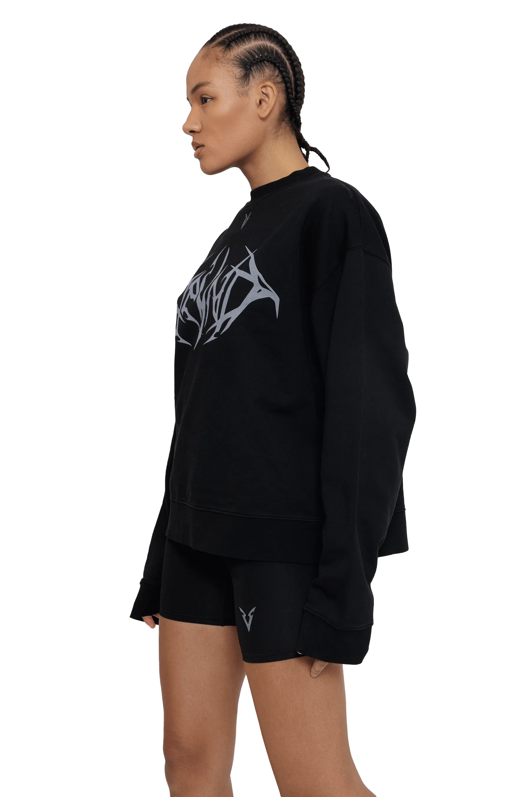 BOXY SWEATER GRAY VEINS GRAPHIC - Black