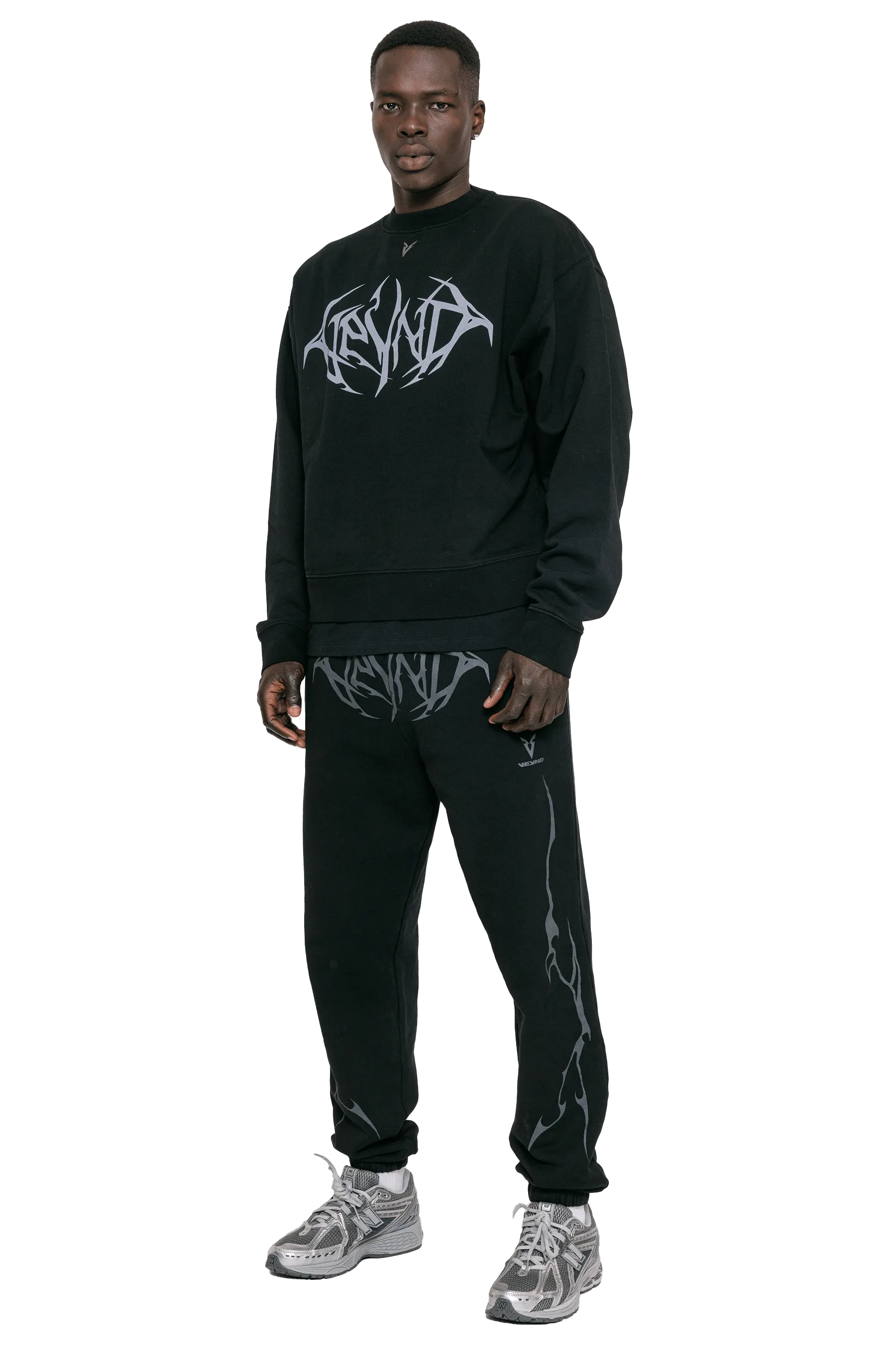 BOXY SWEATER GRAY VEINS GRAPHIC - Black