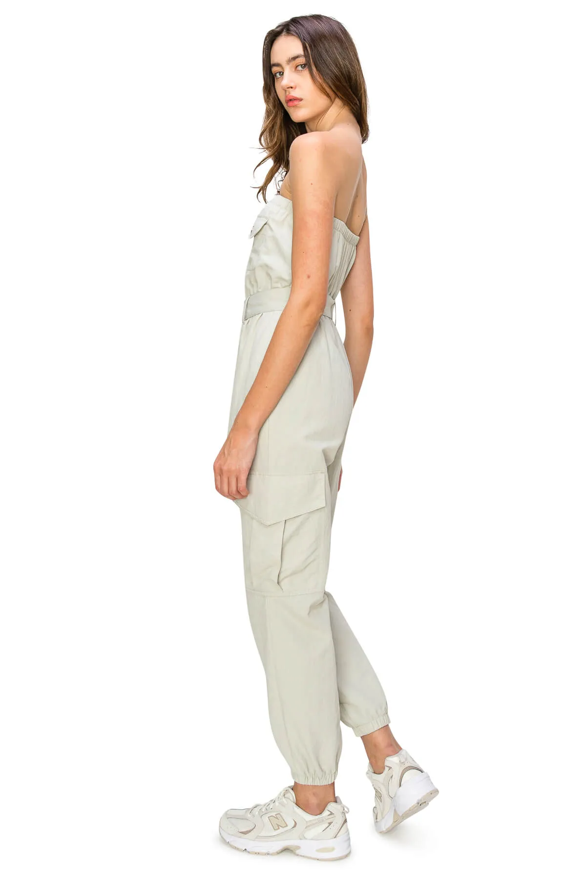 Cargo Belted Jumpsuit - Ecru