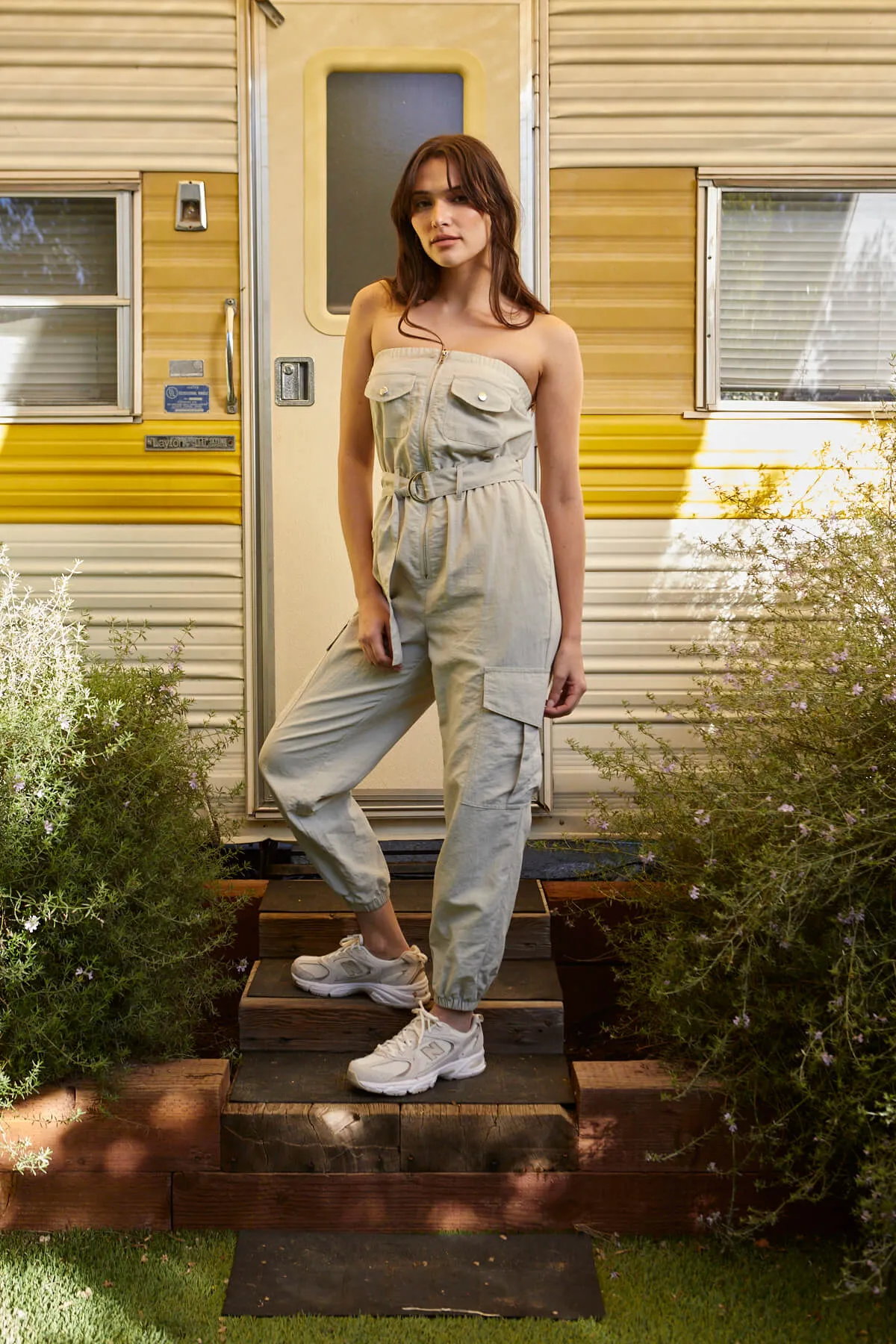 Cargo Belted Jumpsuit - Ecru