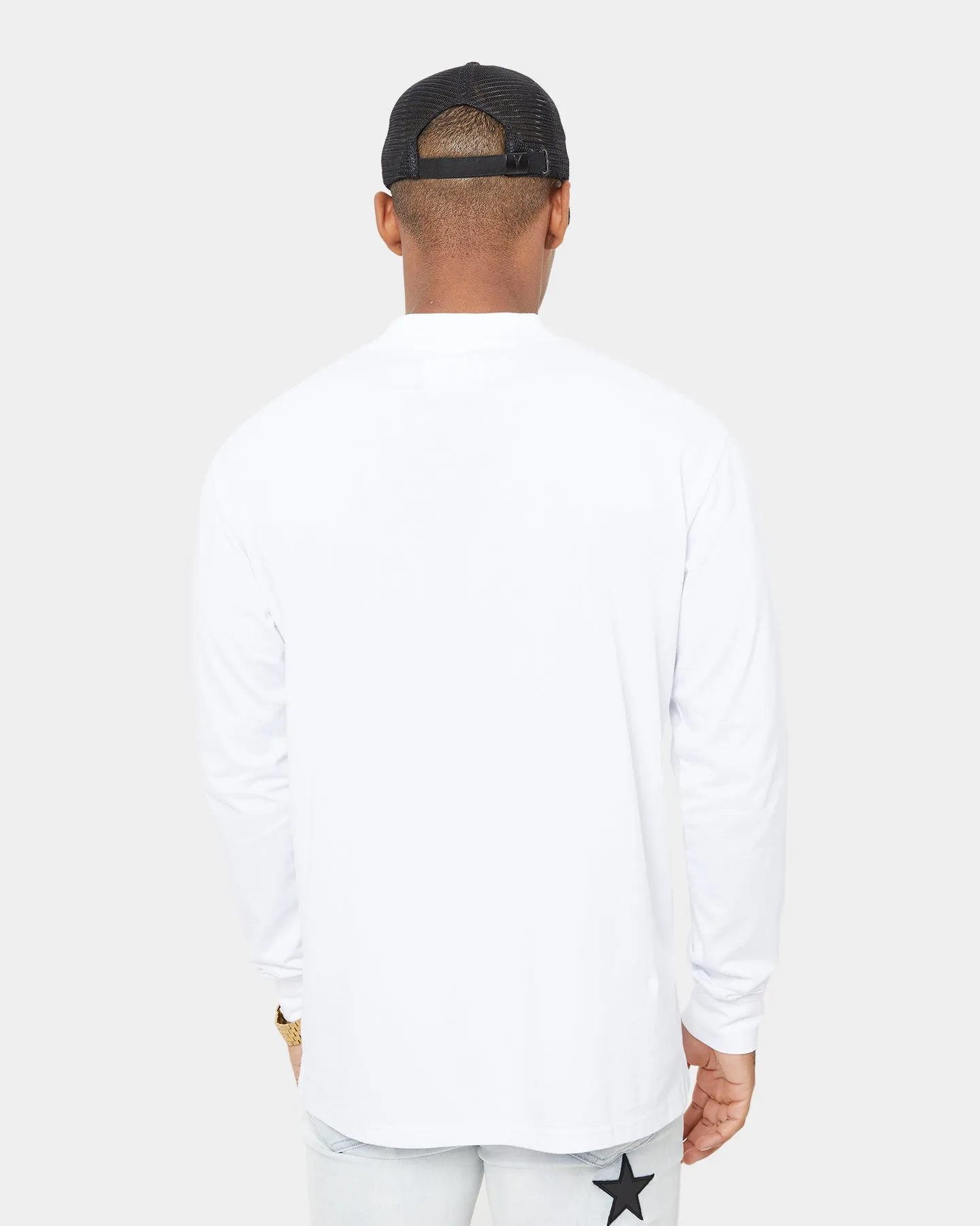 Carré Volle Mock Oversized Long Sleeve T-Shirt White