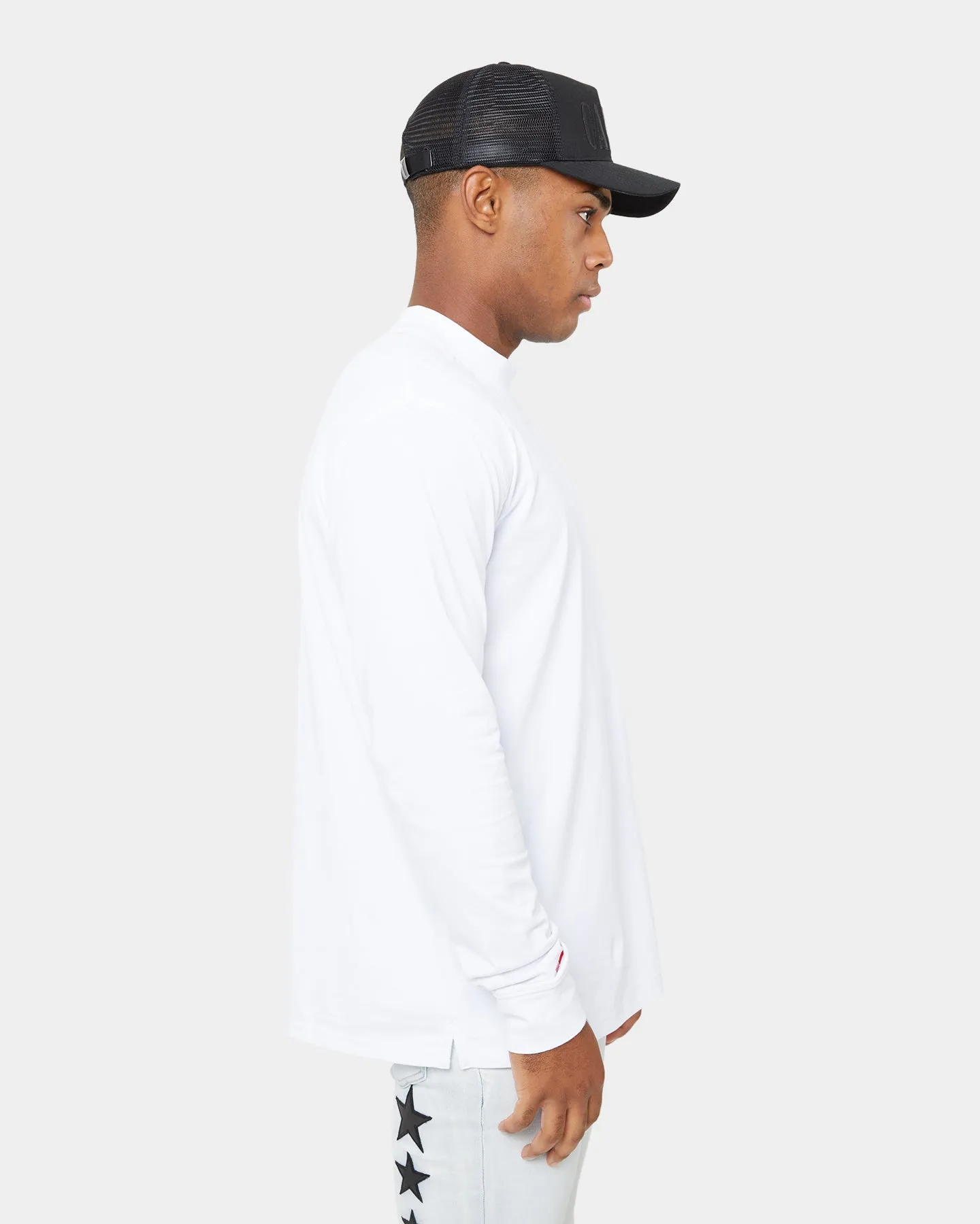 Carré Volle Mock Oversized Long Sleeve T-Shirt White