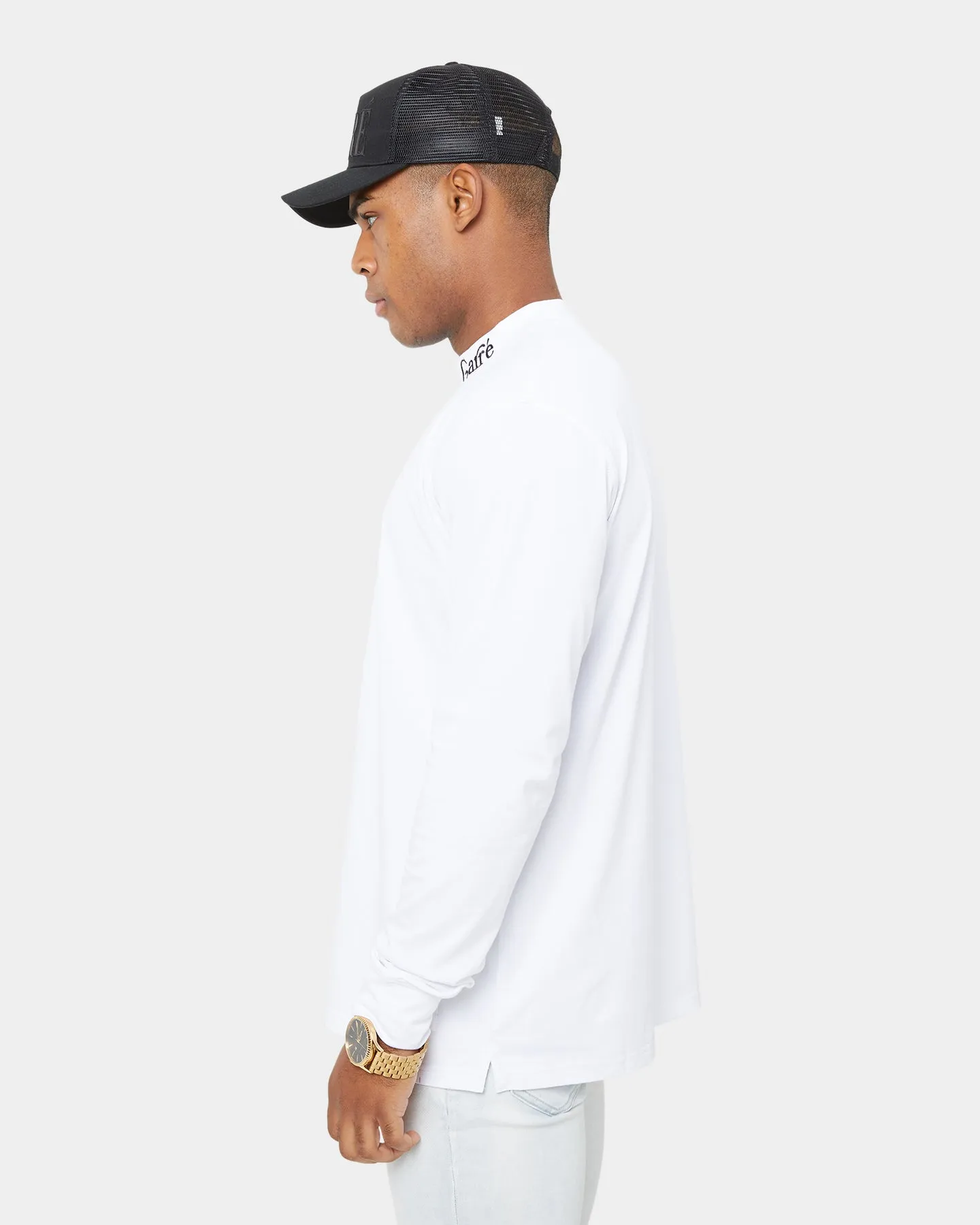 Carré Volle Mock Oversized Long Sleeve T-Shirt White