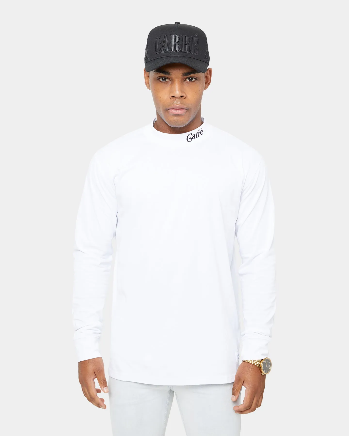 Carré Volle Mock Oversized Long Sleeve T-Shirt White