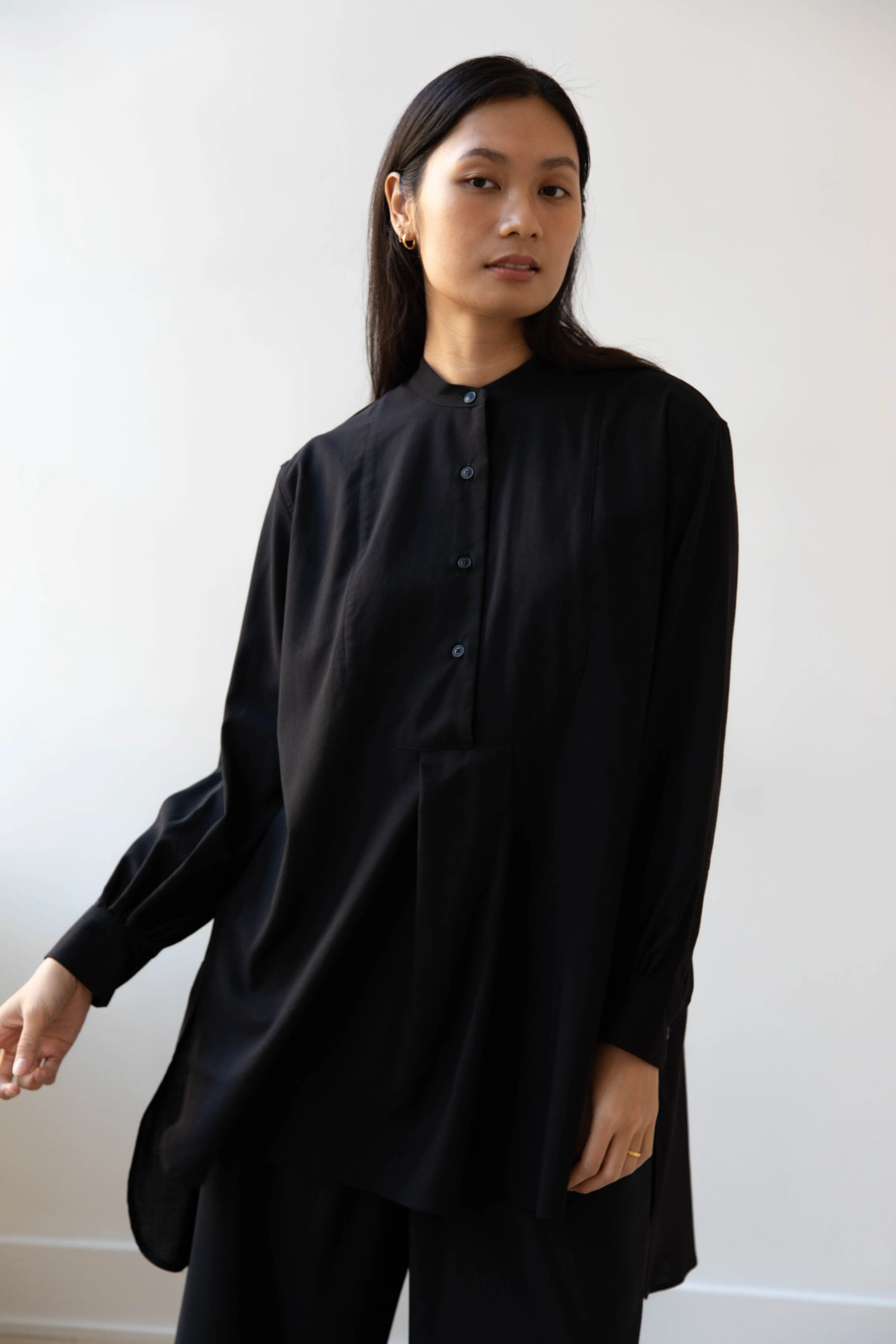 Casey Casey | Operetta Shirt in Black Tropical Wool