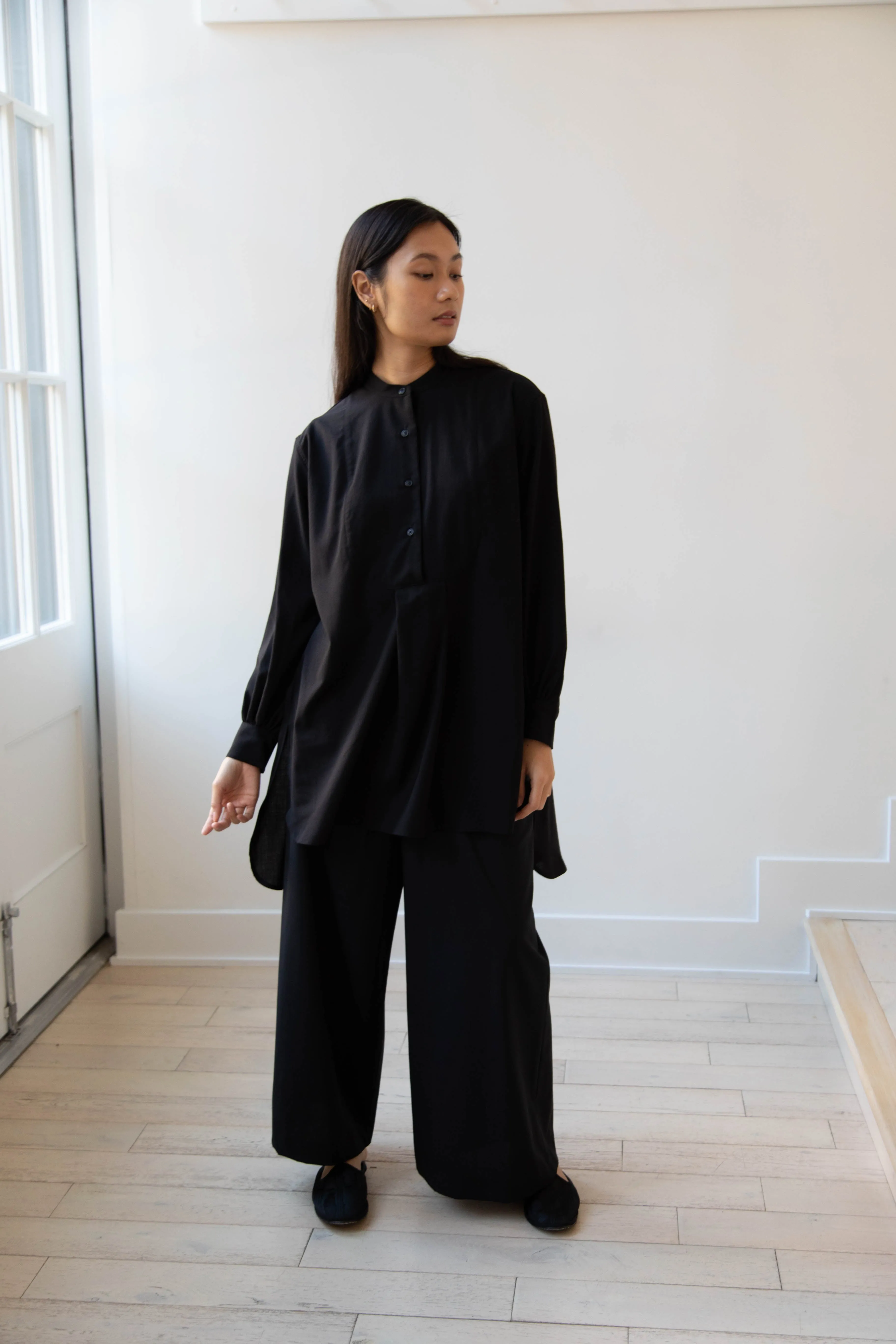 Casey Casey | Operetta Shirt in Black Tropical Wool