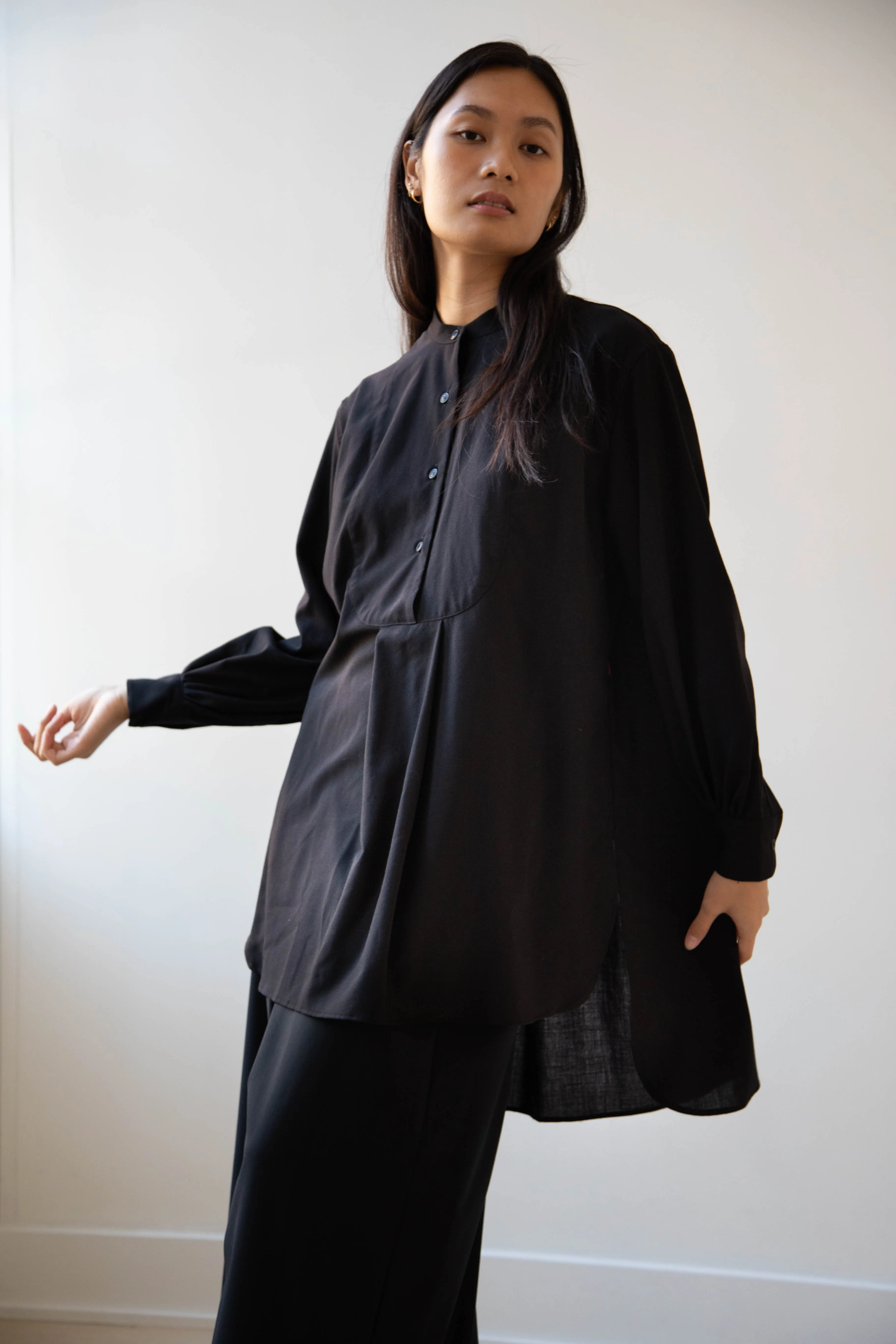 Casey Casey | Operetta Shirt in Black Tropical Wool