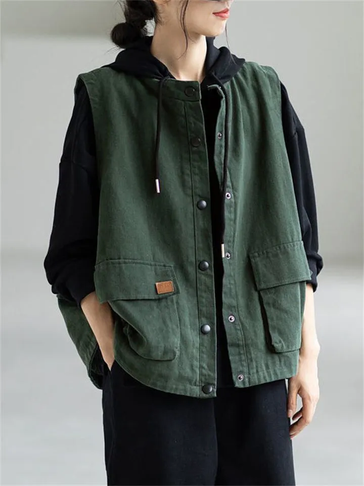 Casual Cargo Button Female Jackets