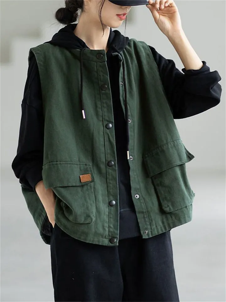 Casual Cargo Button Female Jackets