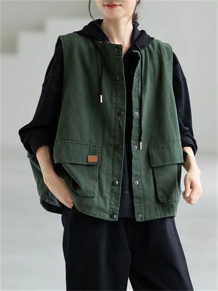 Casual Cargo Button Female Jackets