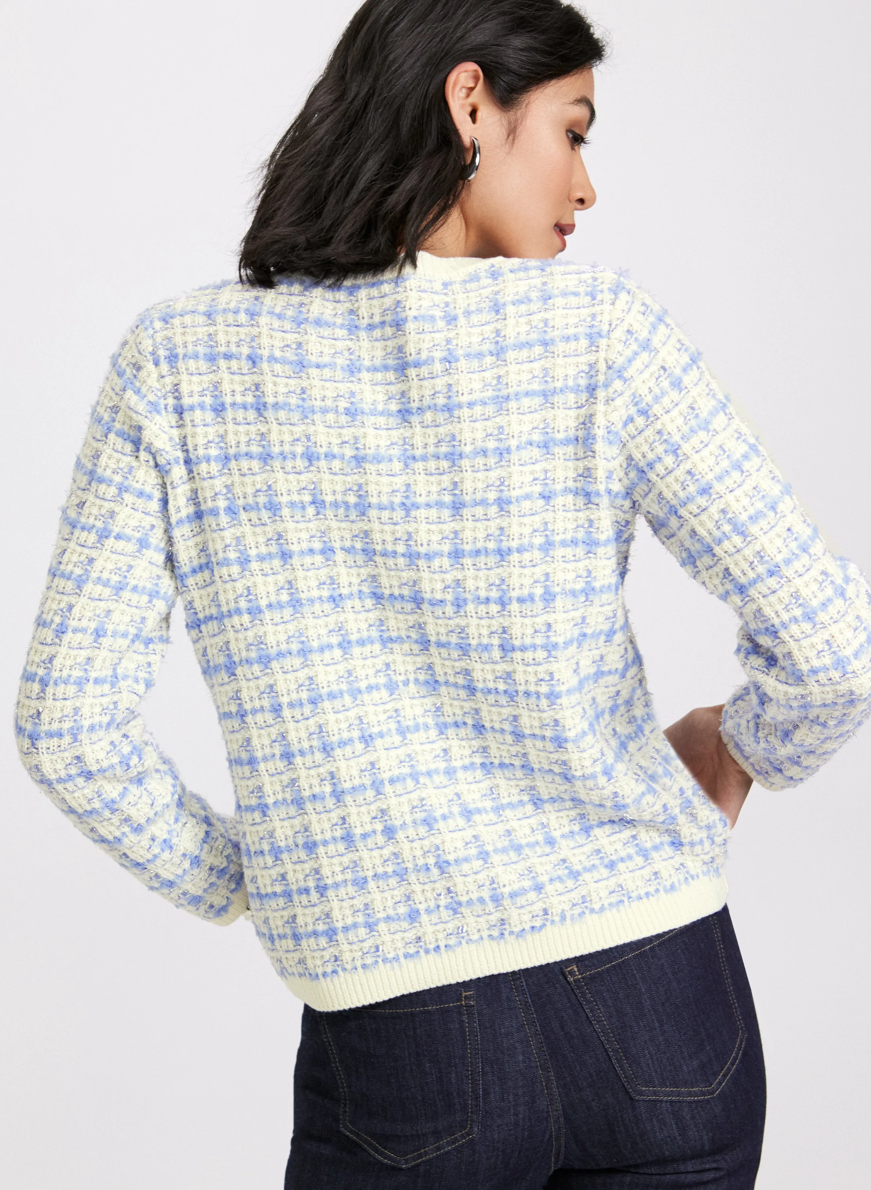 Checkered Bouclé Cardigan