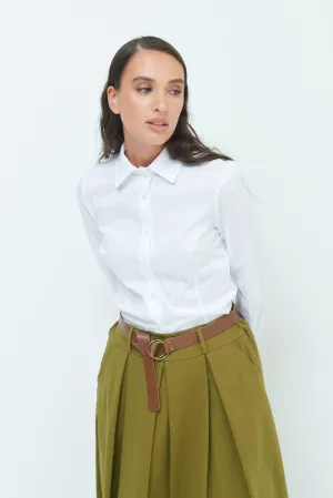 Classic button-down blouse with pointed collar wholesale