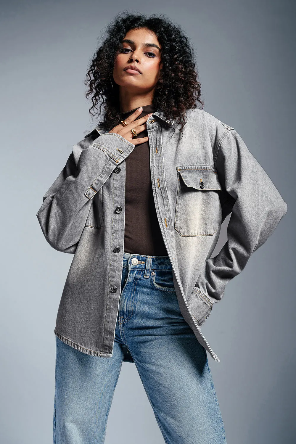 Cloudy Grey Women's Denim Jacket