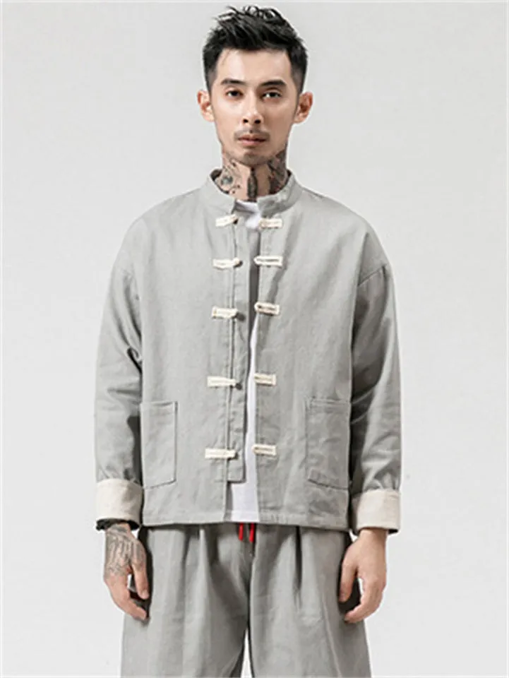 Cool Linen Traditional Tang Style Fashion Jacket