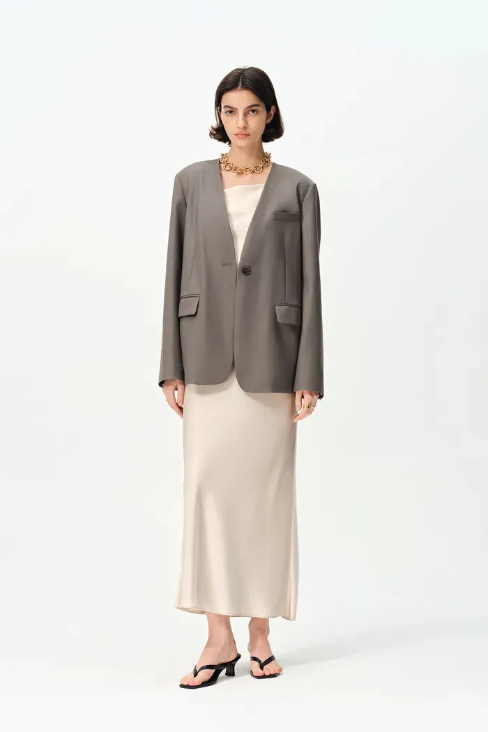 Cora Layered Look Blazer Jacket in Fine Wool Blend