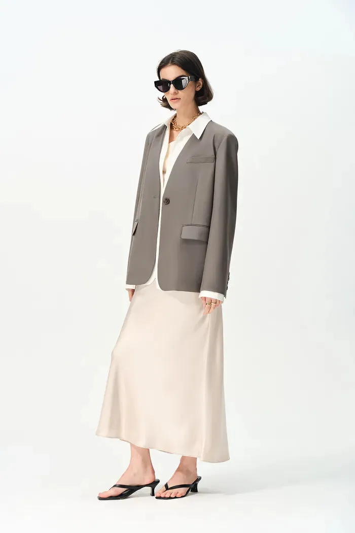 Cora Layered Look Blazer Jacket in Fine Wool Blend