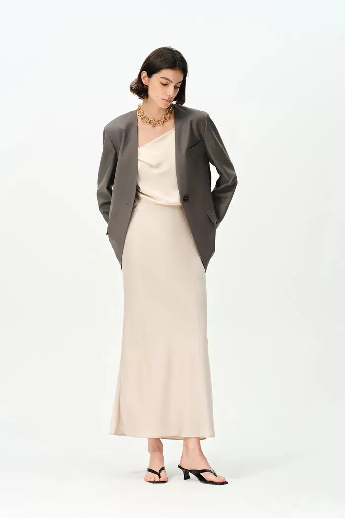 Cora Layered Look Blazer Jacket in Fine Wool Blend