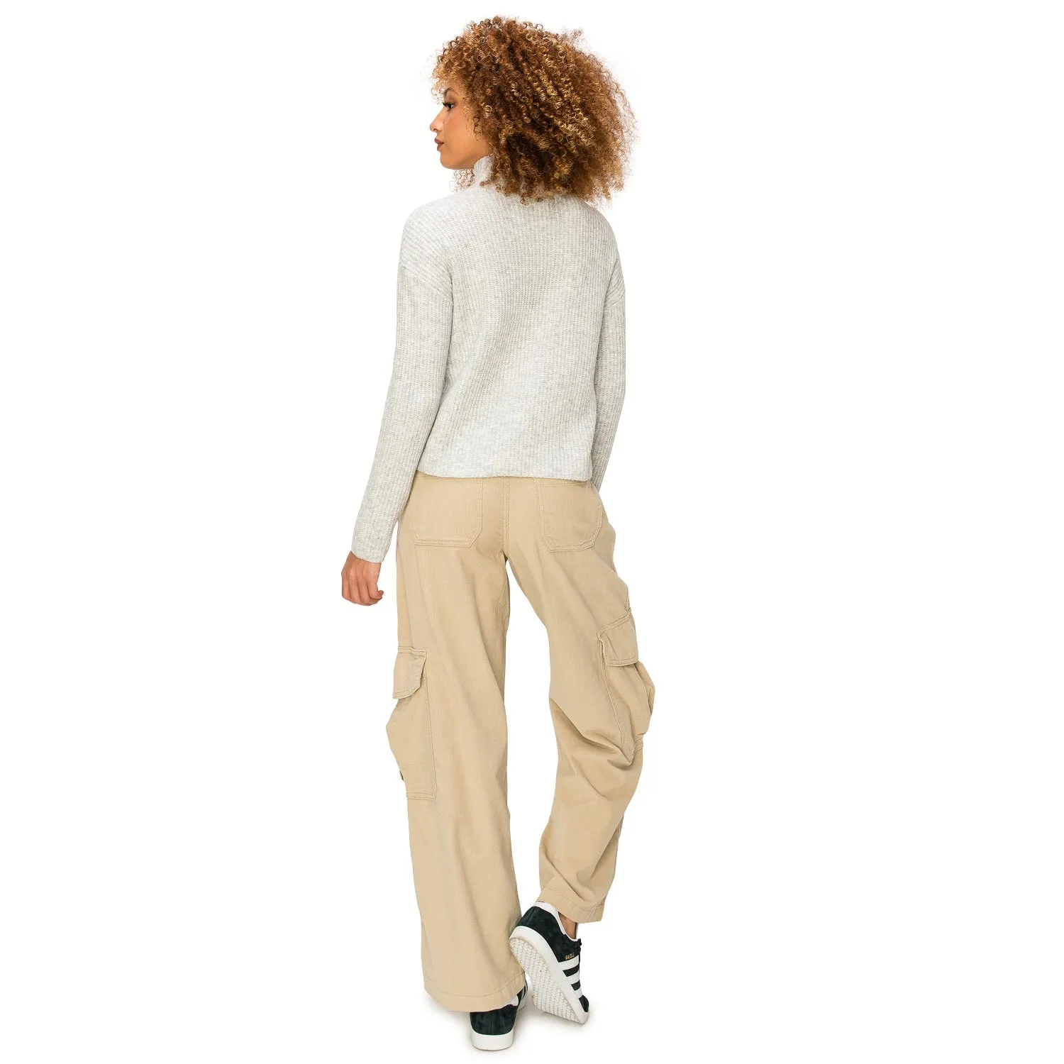 Corduroy Wide Leg Cargo Pants - Light Khaki