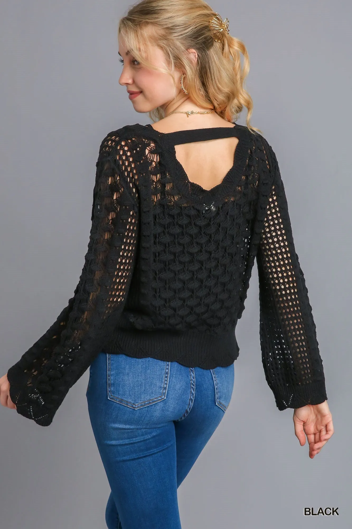 Crochet Light Weight Sweater - Black