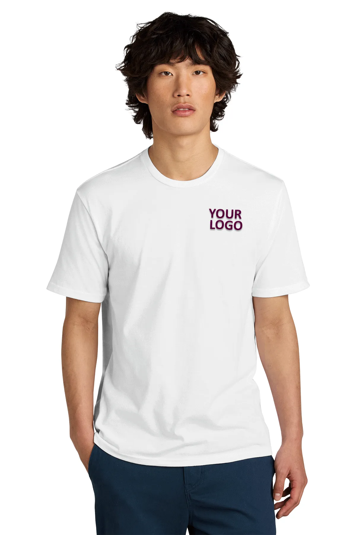 District Perfect Weight Custom Tees, Bright White