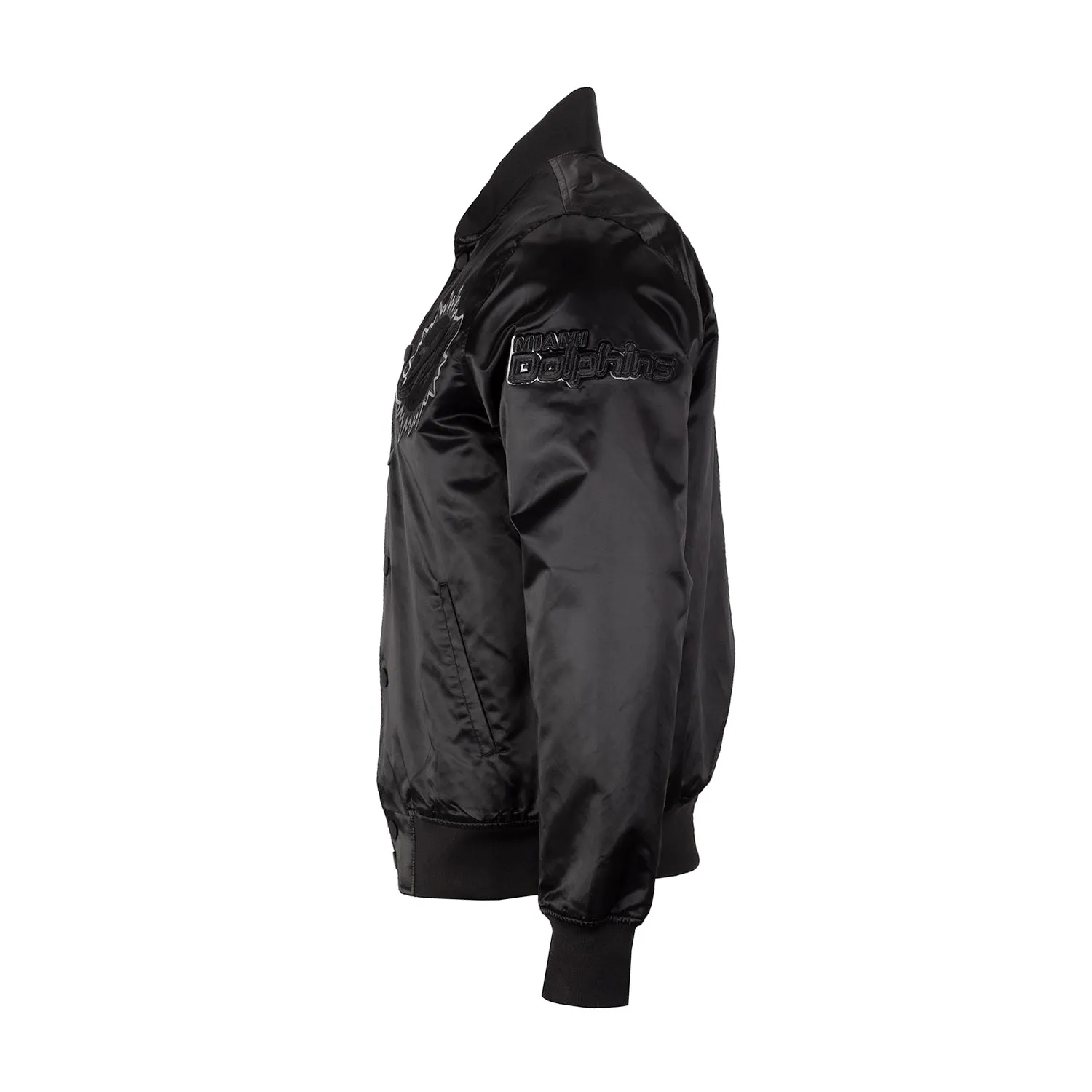 Dolphins Triple Black Satin Jacket - Mens