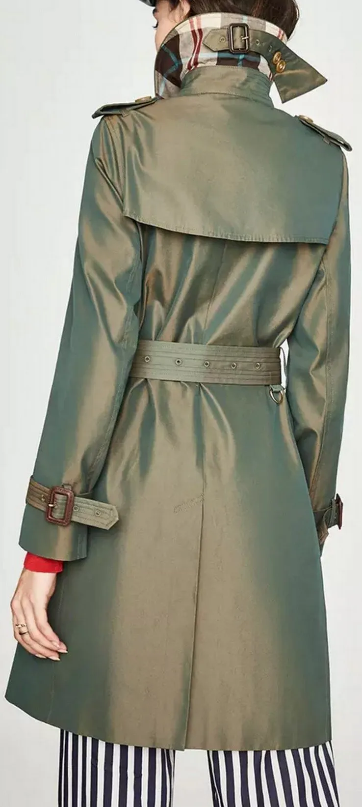 Double-Breasted Trench Coat, Green