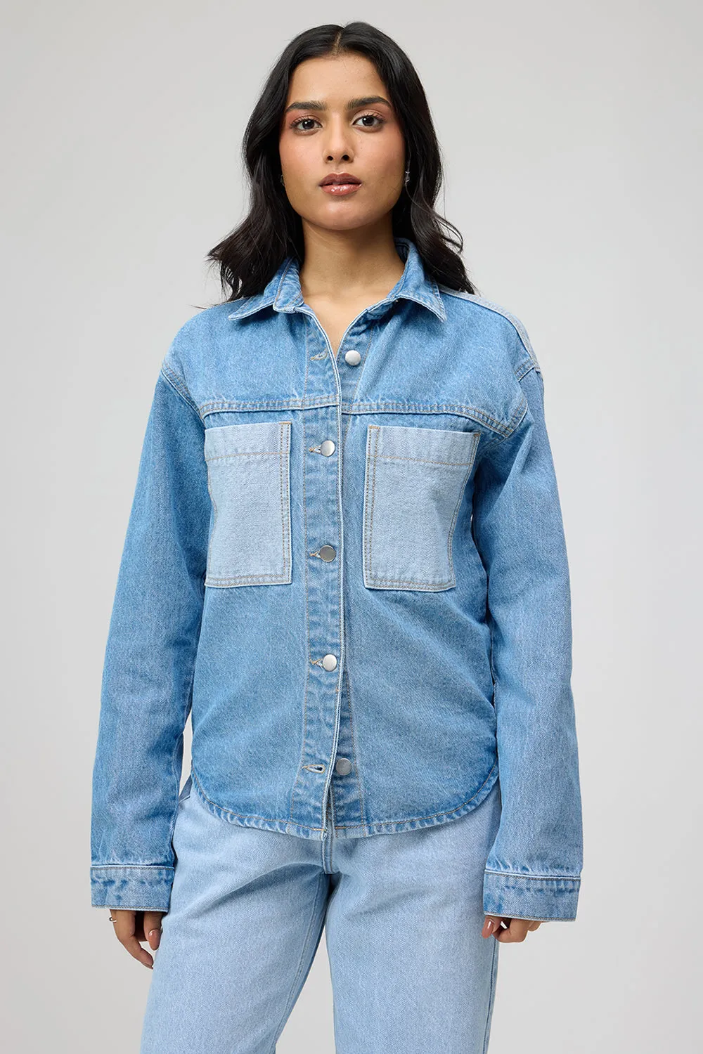 Dual Tone Denim Shacket