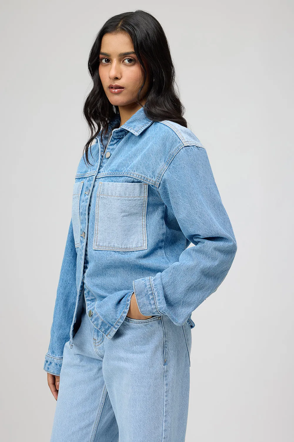 Dual Tone Denim Shacket