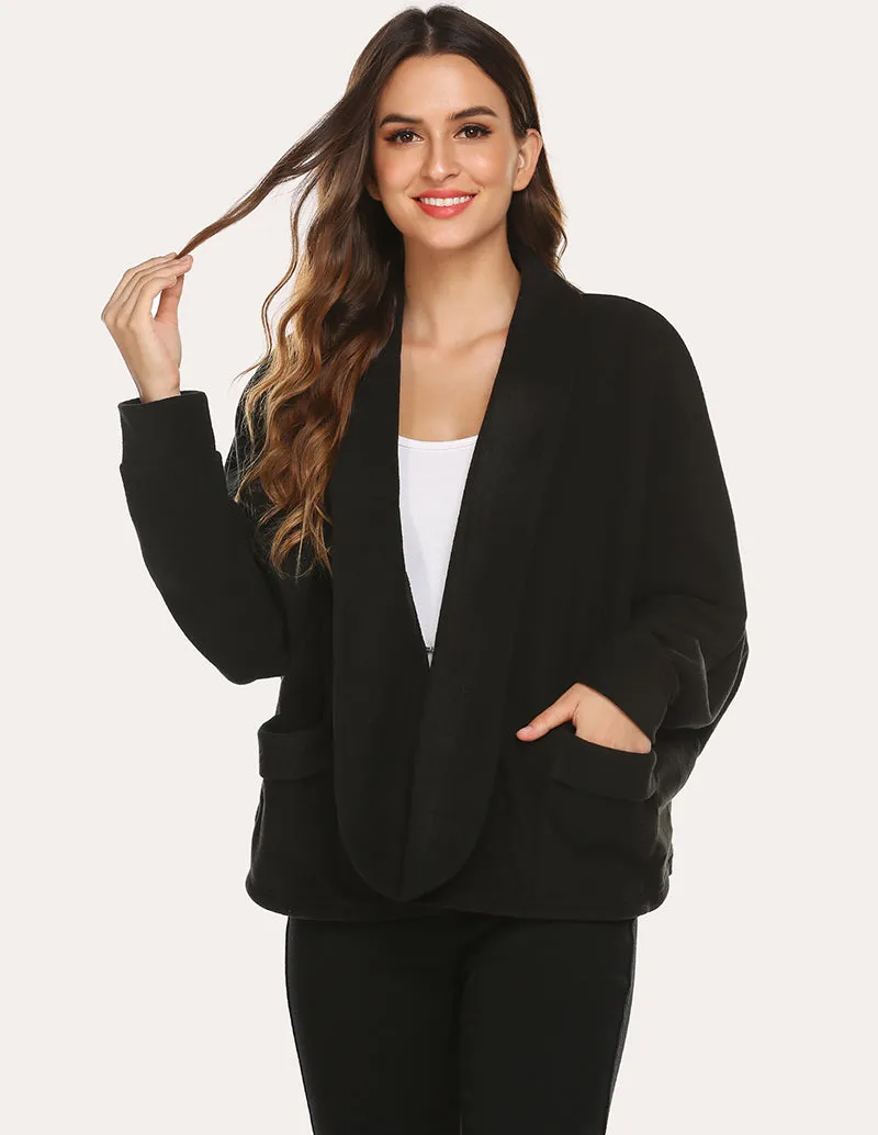 Ekouaer Fleece Lapel Collar Cardigan (US Only)