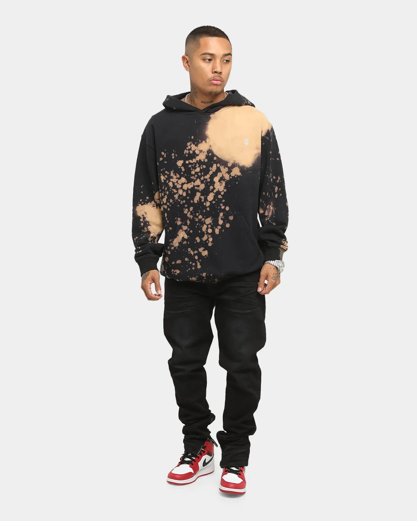 EN ES Men's Acid Splatter Hoodie Acid Black