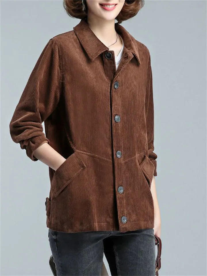 Fashionable Corduroy Middle Aged Mother Jackets