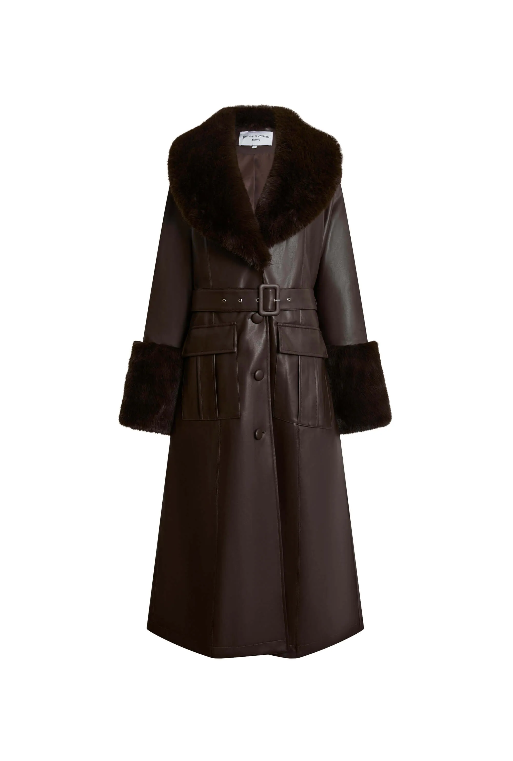 Faux Leather Brown Coat