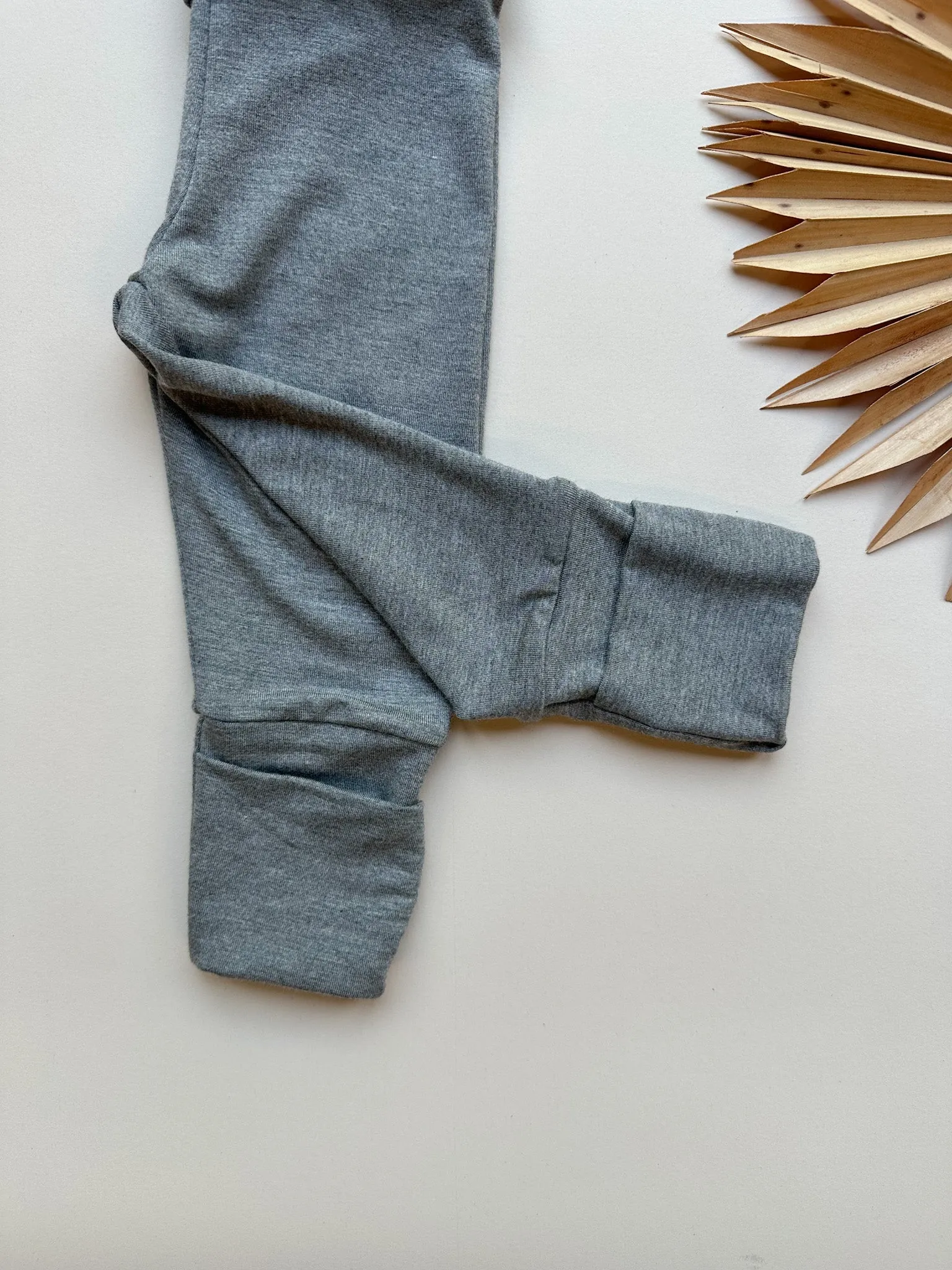 Fold-Over Footie Bamboo Leggings | Dark Heather Gray