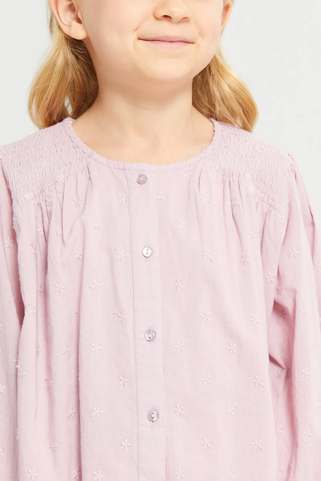 Girls Lilac Embroidered Blouse