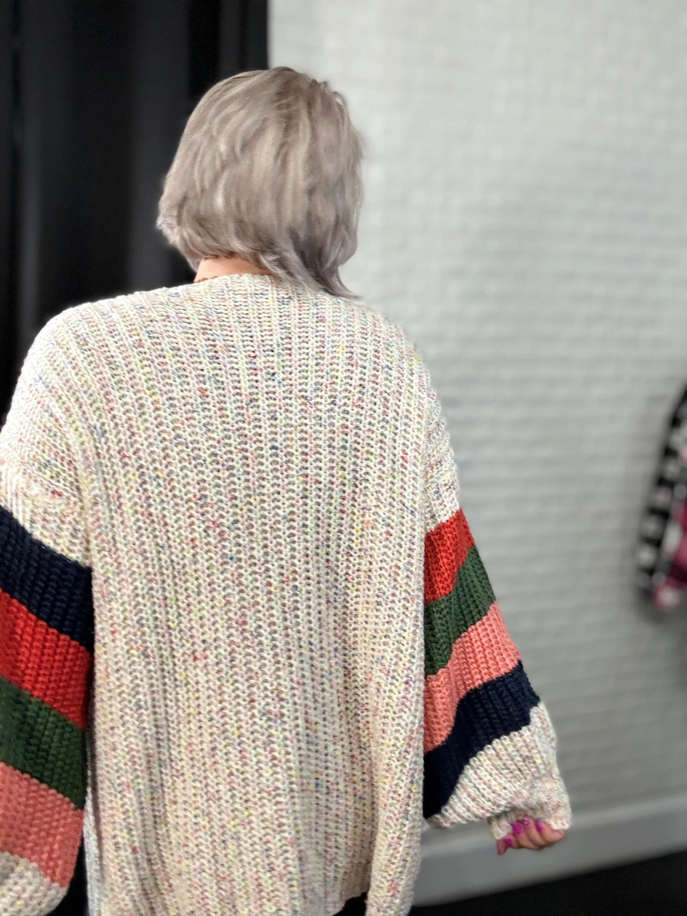 Haptics Multi Color Oversized Sweater Open Cardigan